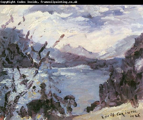 Lovis Corinth Walchensee mit Bergkette und Uferhang